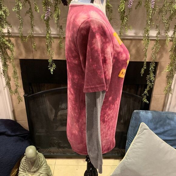 Urban Pipeline That's a Bummer pink bleached ringer tee with gray long sleeves L - Picture 4 of 8